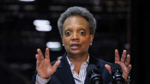 Chicago Mayor Lori Lightfoot speaks at the McCormick Place alternate care facility in Chicago, April 10, 2020. Zbigniew Bzdak/Chicago Tribune/Tribune News Service via Getty Images