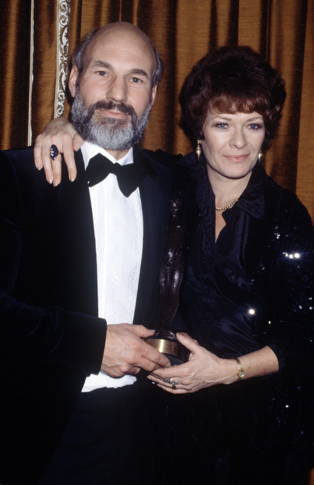 <p>Patrick Stewart and Janet Suzman appear at London’s West End Theatre Awards in 1979. They were castmates in the Royal Shakespeare Company.</p>