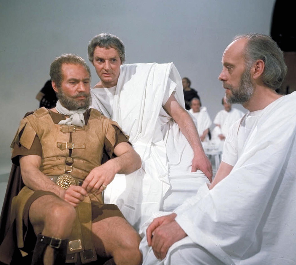 <p>Patrick Stewart appears with Corin Redgrave in 1974’s TV version of ‘Antony and Cleopatra’. He played Enobarbus while his castmate was Octavius Caesar.</p>