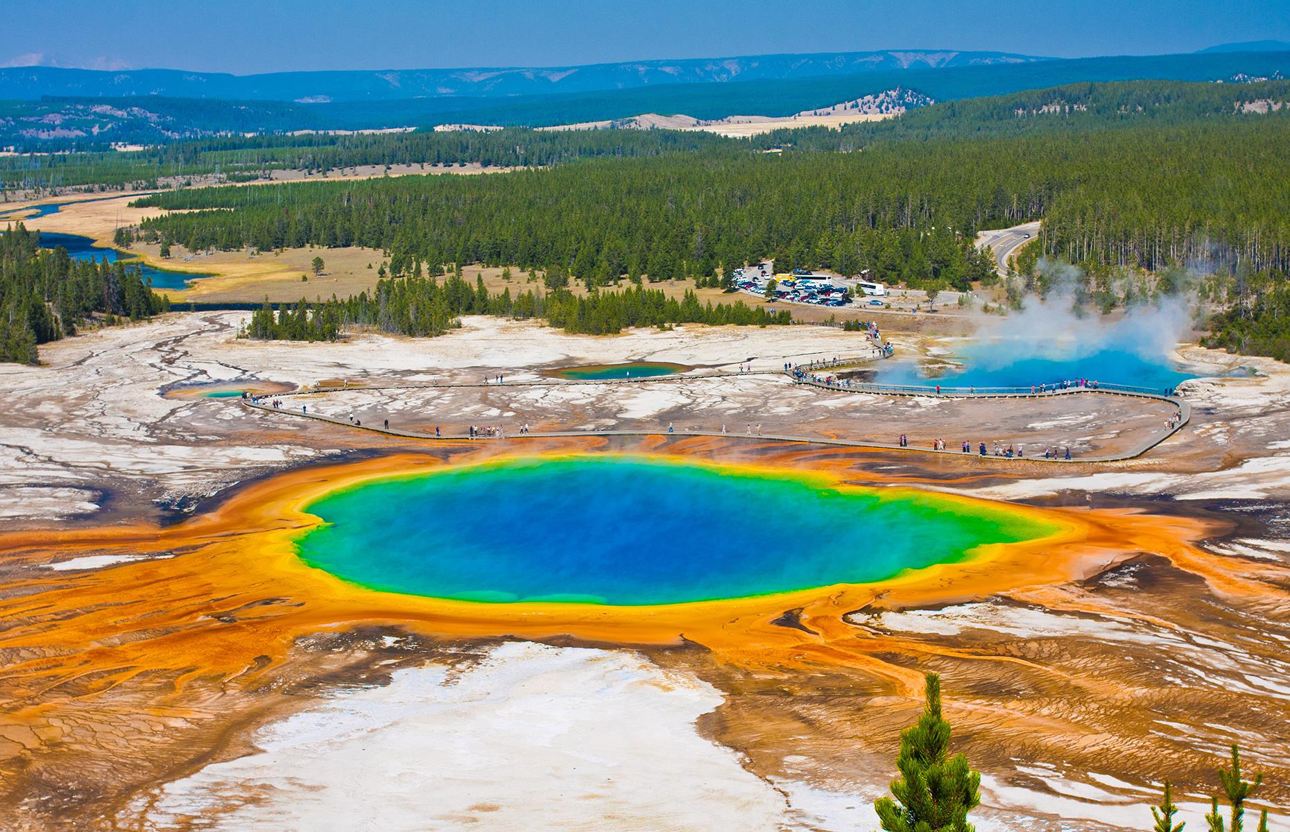 <p>America's very first national park is keeping up with the EV trend too. There are six charging points across <a href="https://www.nps.gov/articles/evcharging.htm">Yellowstone</a>, in locations close to some of the park's most breathtaking wonders, from Old Faithful to Yellowstone Fishing Bridge. Once you're all set, strike into the park to discover spurting geysers, kaleidoscopic springs and wildlife from bears to bison. You can charge up at the North and West entrance too.</p>  <p><a href="https://www.loveexploring.com/news/76305/of-bison-and-bears-why-yellowstone-reminds-us-of-our-place-on-the-planet"><strong>Of bison and bears: why Yellowstone reminds us of our place on the planet</strong></a></p>