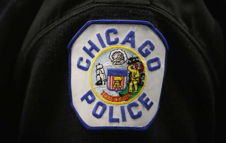 A Chicago Police Department logo on the uniform of an officer in Chicago in 2013.