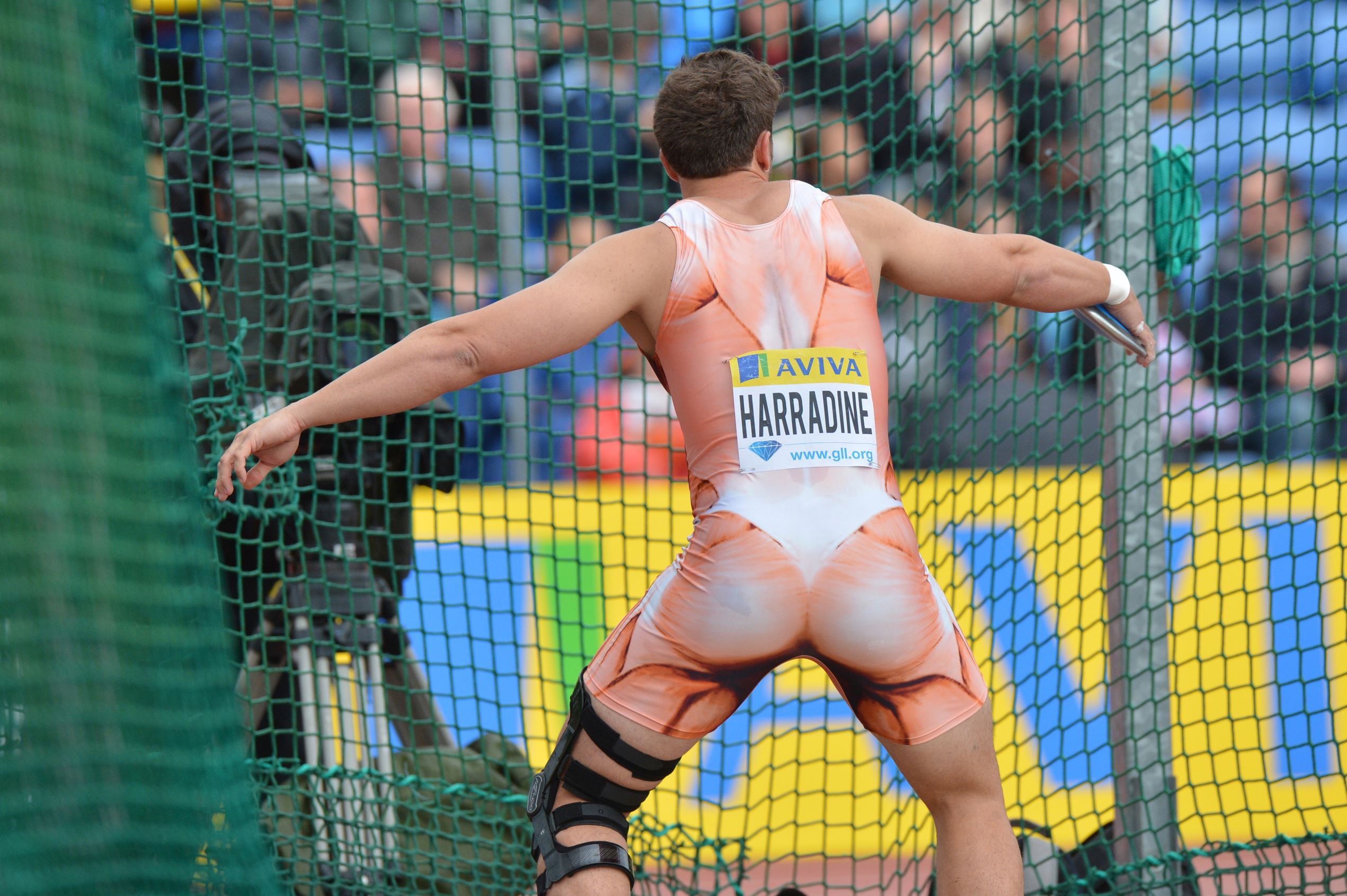 Diapositiva 25 de 25: Australia's Ben Harradine competes in the men's discus competition at the 2012 Diamond League athletics meet at Crystal Palace in London on July 13, 2012.
