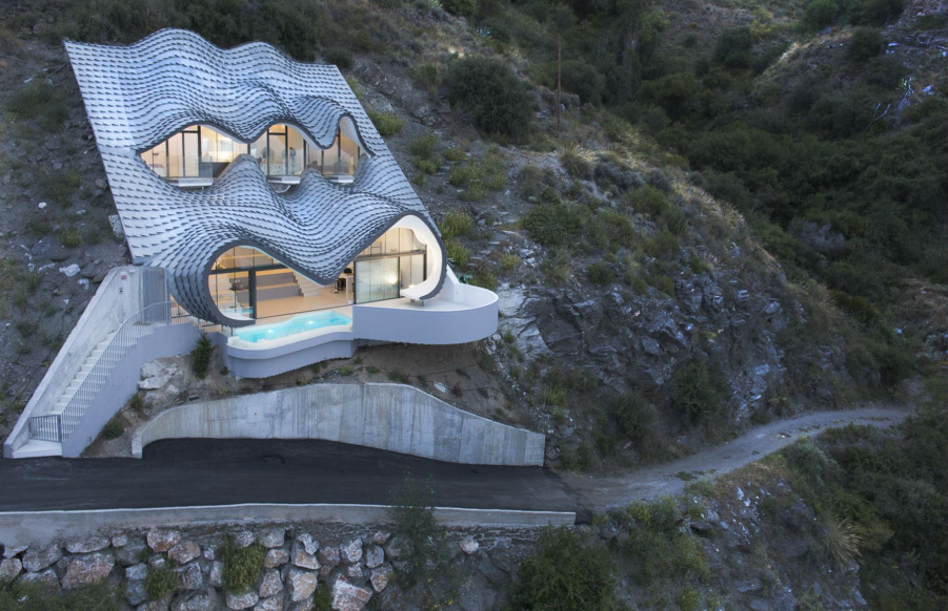 Slide 45 of 54: This psychedelic house by Gilbartolome Architects is ever so subtly built into a cliff-side in SalobreÃ±a in Spain.