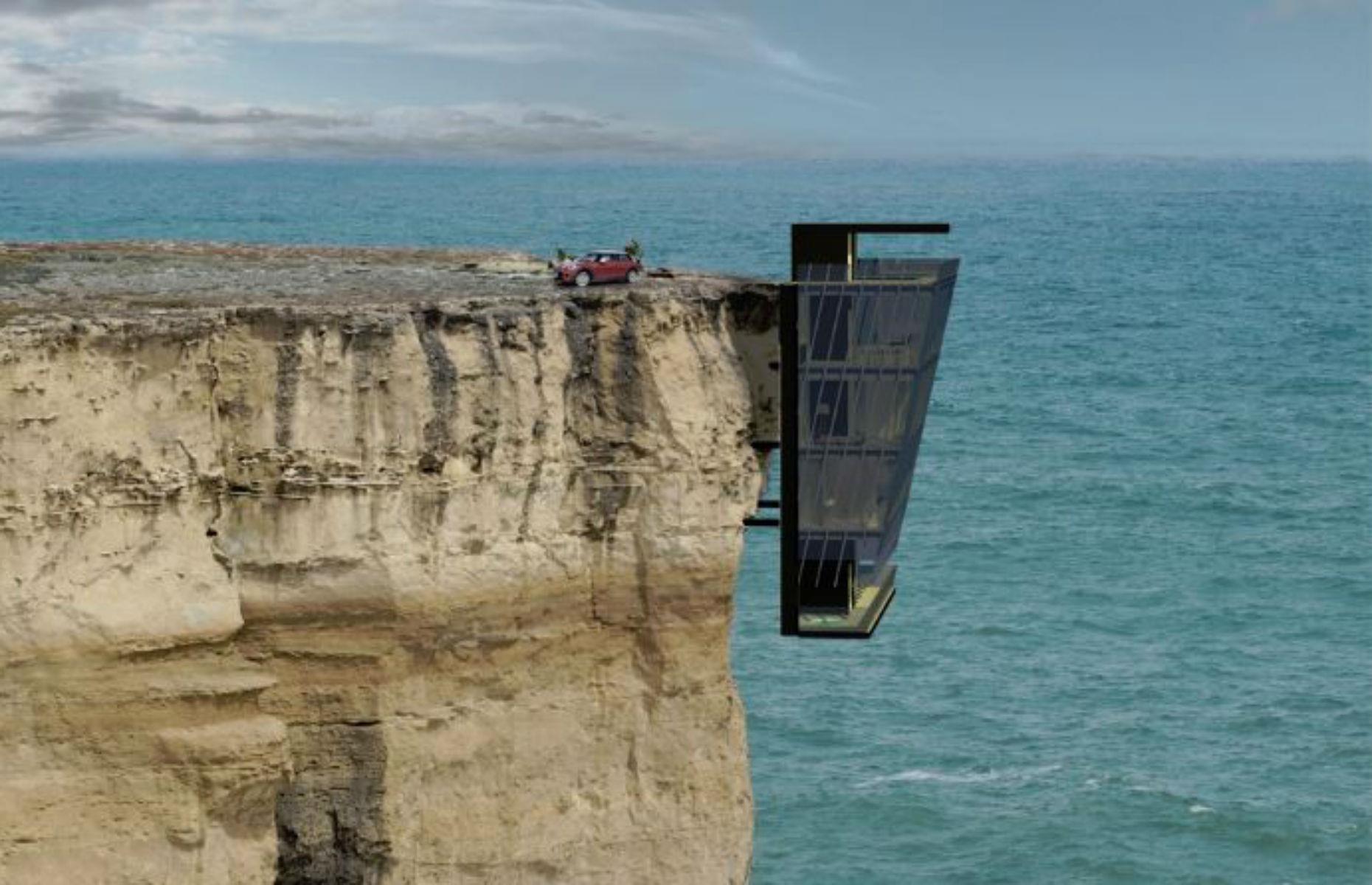 Slide 41 of 54: It probably takes someone pretty brave to invest in a property like this, but it certainly is unique. This cliff house by Modscape is just a concept, but itâs a five-storey modular home that clings to the side of a cliff along the coast in Australia.