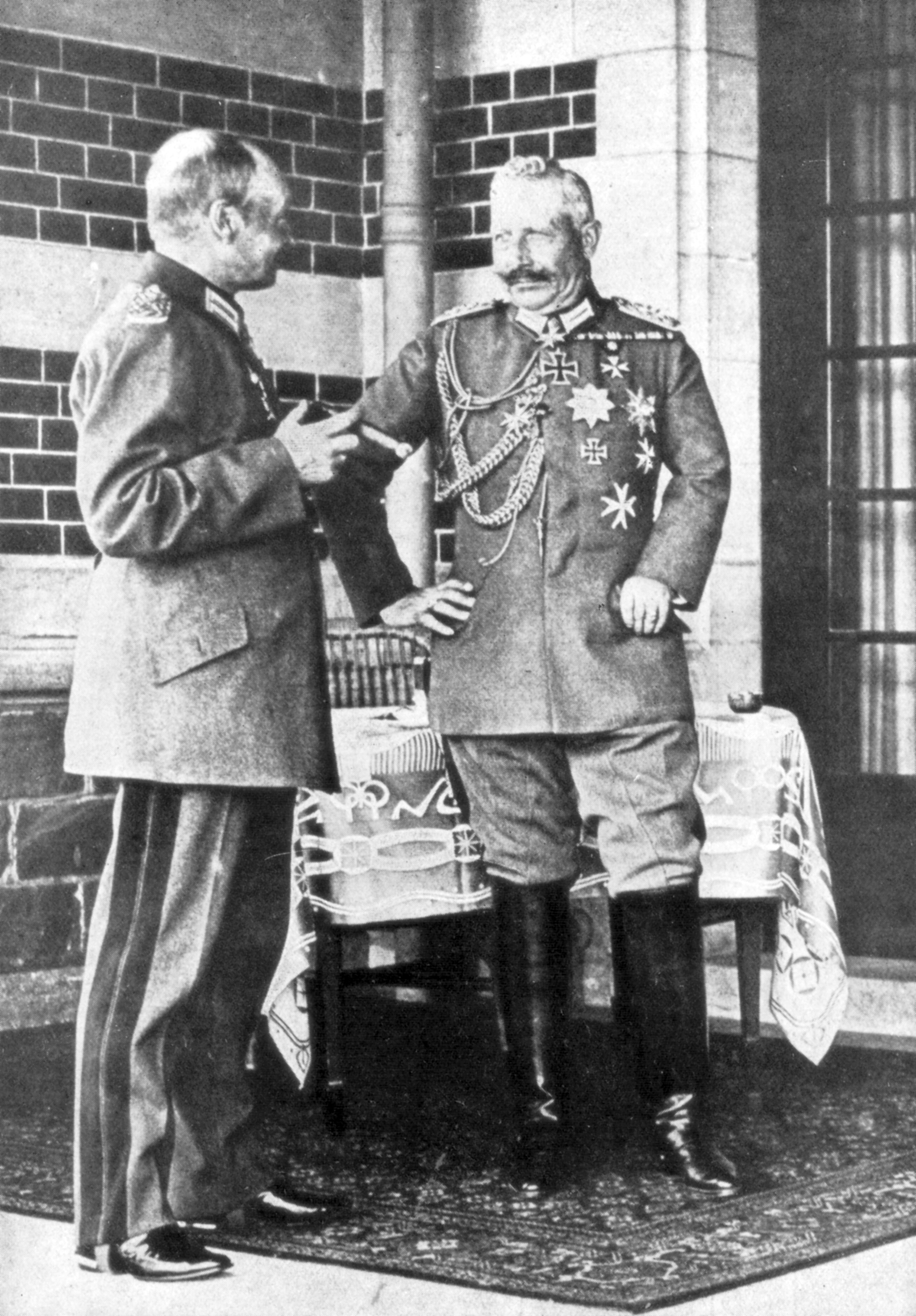 Slide 2 of 10: Kaiser Wilhelm II of Germany and Frederick Augustus III of Saxony, June 1918. The last Emperor of Germany and King of Saxony, both forced to abdicate after Germany's defeat in World War I.