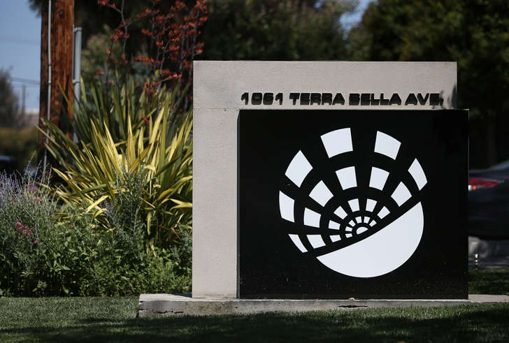 A sign is posted in front of the Terra Bella headquarters on June 10, 2014 in Mountain View, California.