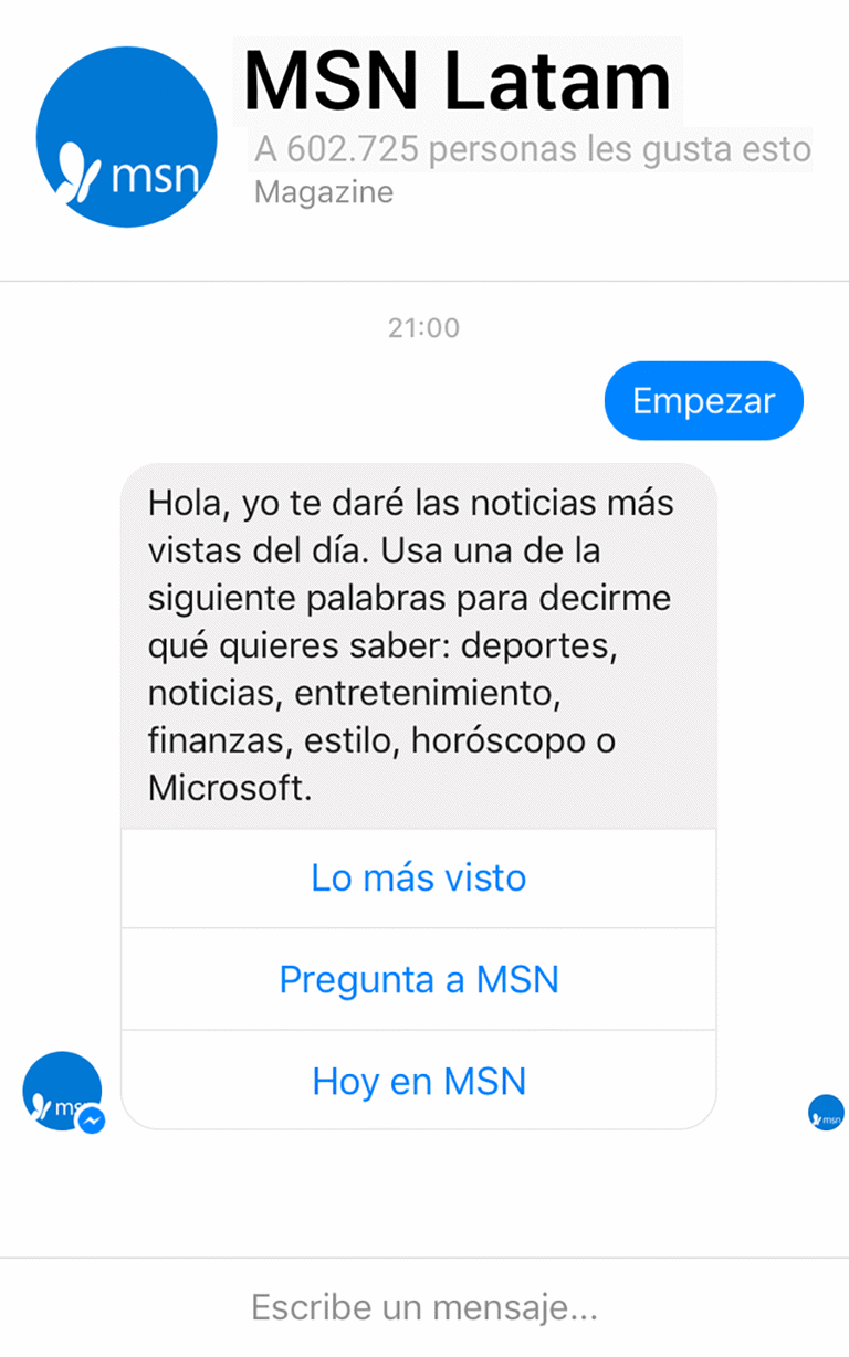 ¿Cómo usar el chatbot de MSN?