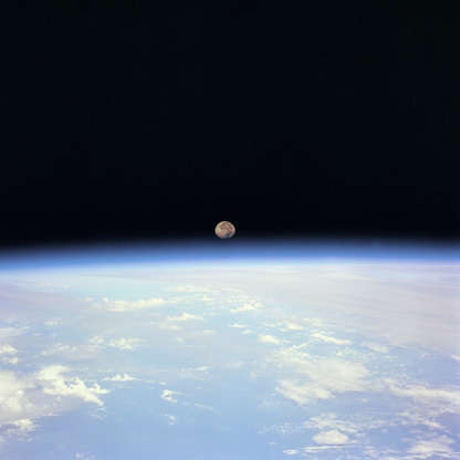 Moonrise - SSPL/Getty Images Slide 59 of 86: UNSPECIFIED : Moon set over the Earth limb taken from Space Shuttle ?Discovery? during STS-70 mission. (Photo by SSPL/Getty Images)