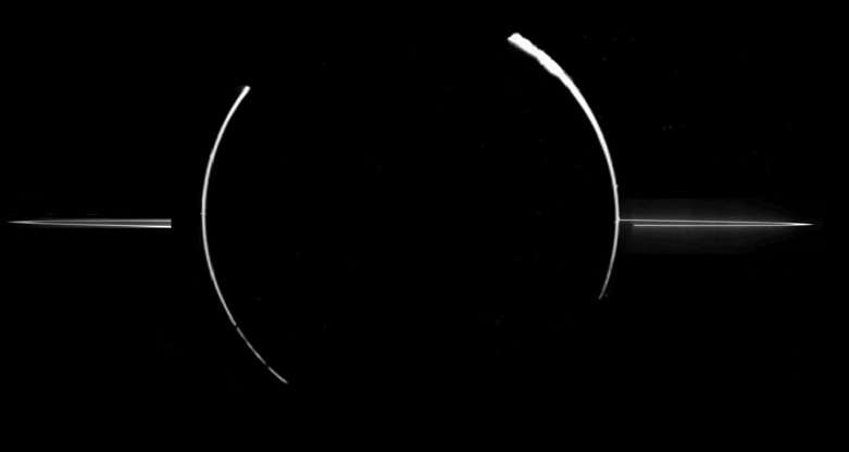 Jupiter's rings - JPL/Galileo Project/(NOAO)/J. Burns (Cornell) et al./NASA Slide 73 of 86: Why does Jupiter have rings? Jupiter's rings were discovered in 1979 by the passing Voyager 1 spacecraft, but their origin was a mystery. Data from the Galileo spacecraft that orbited Jupiter from 1995 to 2003 later confirmed that these rings were created by meteoroid impacts on small nearby moons. As a small meteoroid strikes tiny Adrastea, for example, it will bore into the moon, vaporize and explode dirt and dust off into a Jovian orbit. Pictured above is an eclipse of the sun by Jupiter, as viewed from Galileo. Small dust particles high in Jupiter's atmosphere, as well as the dust particles that compose the rings, can be seen by reflected sunlight. Image Credit: NASA, JPL, Galileo Project, (NOAO), J. Burns (Cornell) et al.