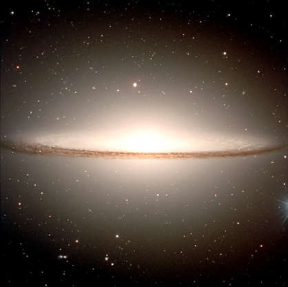 The Sombrero Galaxy - NASA/Getty Images Slide 53 of 86: F365237 01: Billions of old stars cause the diffuse glow of the extended central bulge in the Sombrero Galaxy, in this photo taken February 22, 2000. Even with a small telescope pointed toward the constellation of Virgo, light that is 50 million years old can be seen emanating from the distant galaxy. The very center of the Sombrero glows across the electromagnetic spectrum, and is thought to house a large black hole. (Courtesy of NASA)