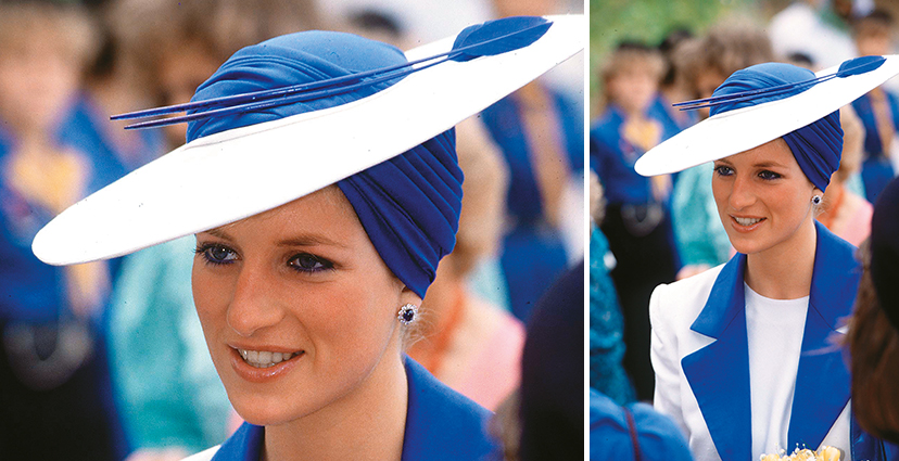 La mezcla de sombrero y turbante estaba en furor cuando Diana la usó en Dubái en 1989. Se presentaba sin avisar en los ateliers de sus modistos.