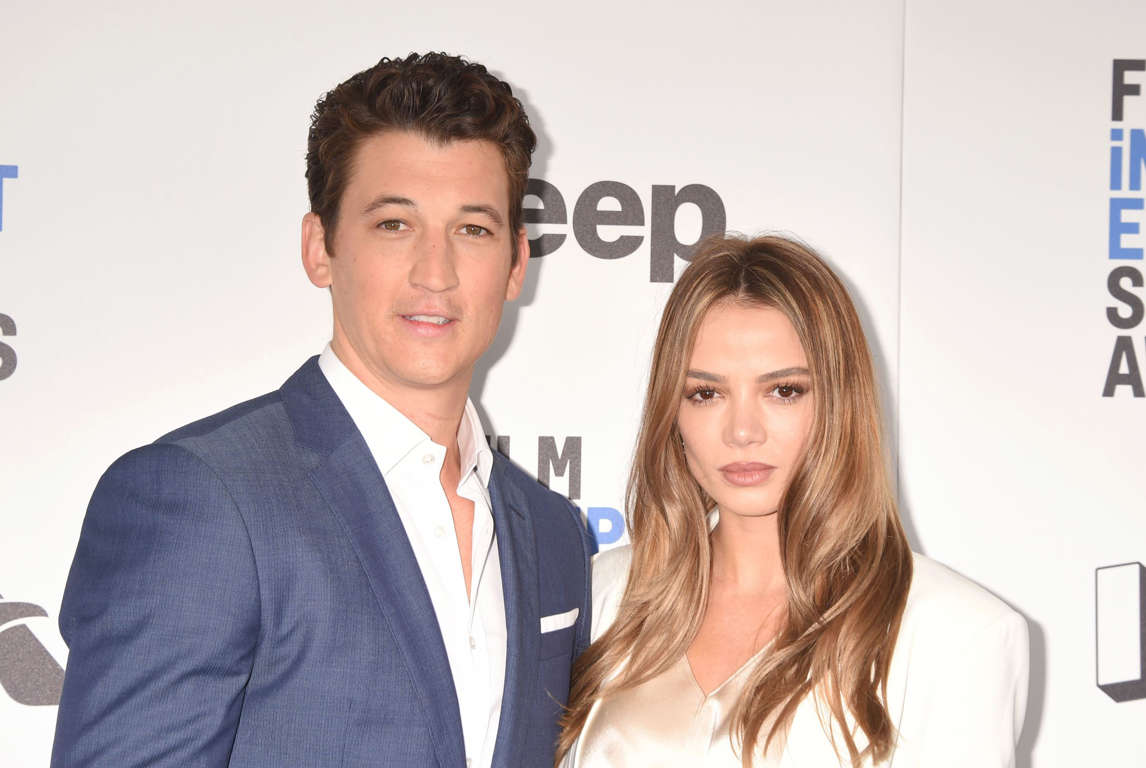 Slide 14 of 60: SANTA MONICA, CA - FEBRUARY 25: Actor Miles Teller (L) and actress Keleigh Sperry attend the 2017 Film Independent Spirit Awards at the Santa Monica Pier on February 25, 2017 in Santa Monica, California. (Photo by Jeffrey Mayer/WireImage)