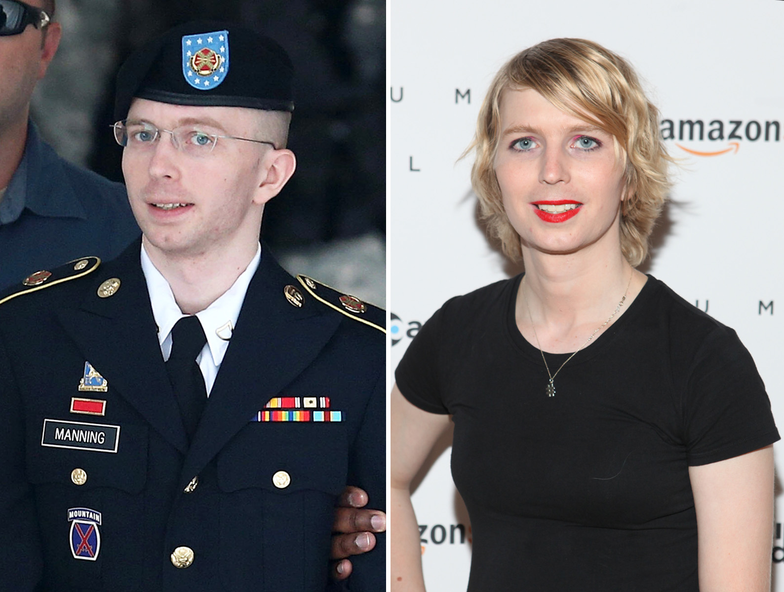 Διαφάνεια 19 από 36: U.S. Army Private First Class Bradley Manning is escorted by military police as he leaves his military trial after he was found guilty of 20 out of 21 charges, July 30, 2013 Fort George G. Meade, Maryland. Chelsea Manning attends 'Human Flow' New York Screening at the Whitby Hotel on October 9, 2017 in New York City.