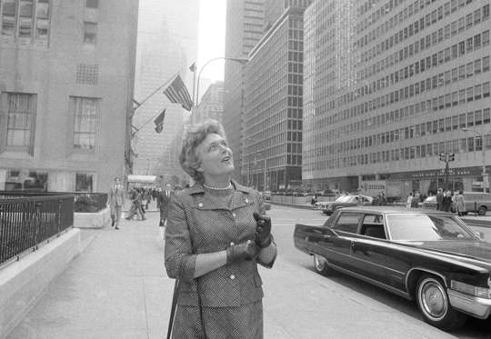 Slide 4 of 28: Barbara Bush walking on New York's Park Avenue on April 13, 1971.