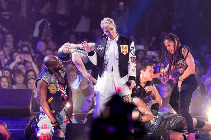 Pink performs at The Armory on Friday, Feb. 2, 2018, in Minneapolis. (Photo by Michael Zorn/Invision/AP)