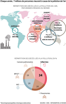 Mortalité liée à la pollution de l’air dans le monde.