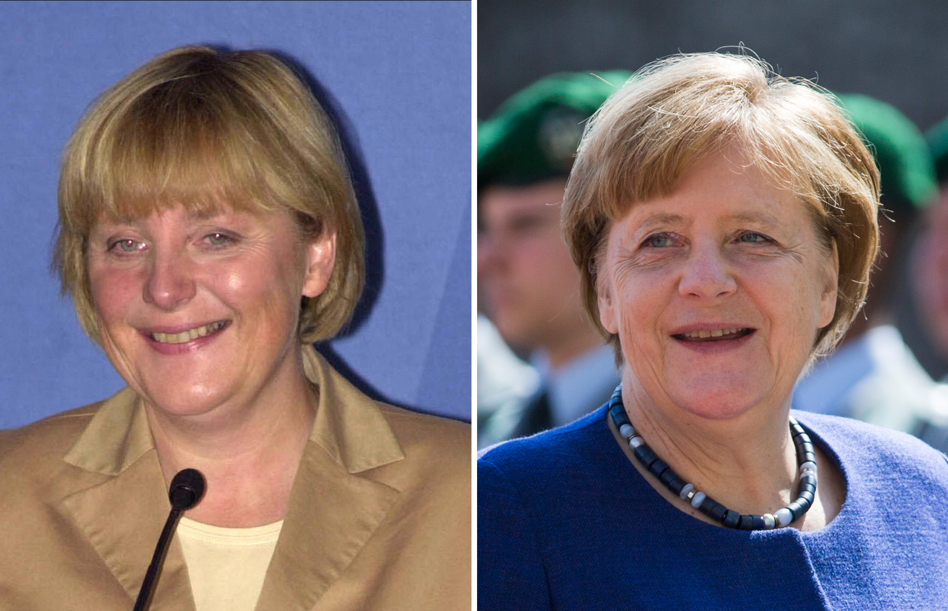 Slide 6 of 68: German Chancellor Angela Merkel greets the soldiers of the guard of honour before meeting the Prime Minister of New Zealand Jacinda Ardern at the Chancellery in Berlin, Germany on April 17, 2018. (Photo by Emmanuele Contini/NurPhoto via Getty Images)