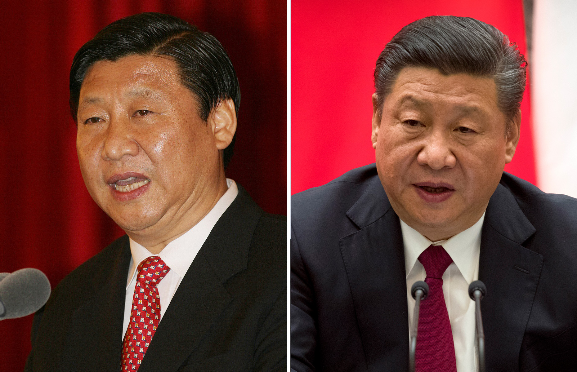 Slide 2 of 68: Shanghai's new Communist Party chief, Xi Jinping attends an event to announce new city leaders in Shanghai, 28 May 2007; Chinese President Xi Jinping arrives for a family photo during the G20 summit on July 7, 2017 in Hamburg, Germany.