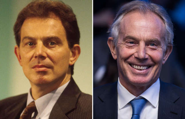 Slide 10 of 68: John Prescott and Tony Blair at the Labour Party Conference, Blackpool, 1994. (Photo by Michael Putland/Getty Images); Jewish News Night of Heroes, London, UK - 19 Feb 2018