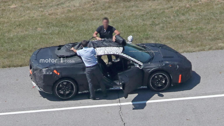 Mid-Engined Chevy Corvette Spied Waiting At A Red Light