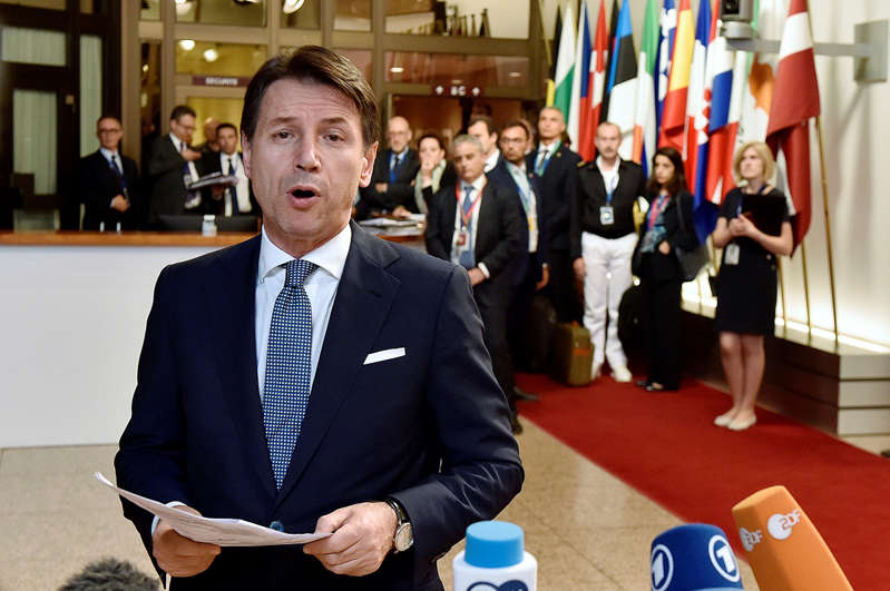 Italian Prime Minister Giuseppe Conte leaves a European Union leaders summit in Brussels, Belgium, June 29, 2018.