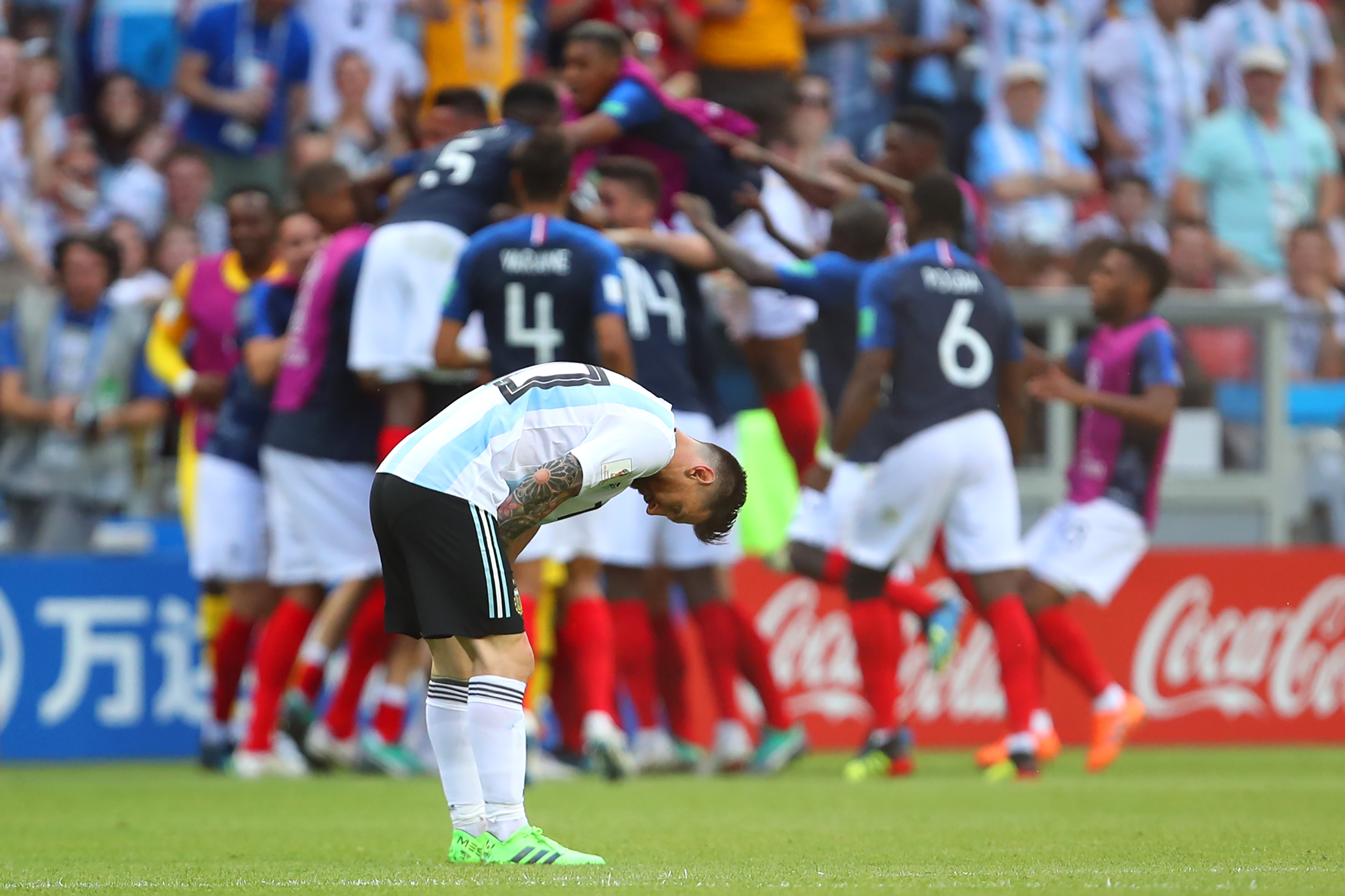 Slide 1 of 91: CAPTION: KAZAN, RUSSIA - JUNE 30: Lionel Messi of Argentina looks on ahead of the 2018 FIFA World Cup Russia Round of 16 match between France and Argentina at Kazan Arena on June 30, 2018 in Kazan, Russia. (Photo by Chris Brunskill/Fantasista/Getty Images)