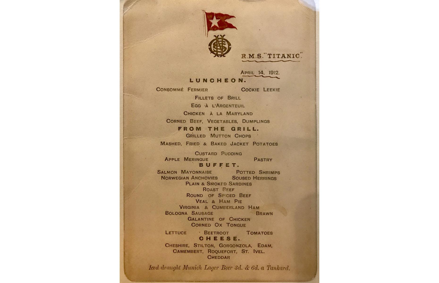 The first and last meals eaten by Titanic passengers in every class