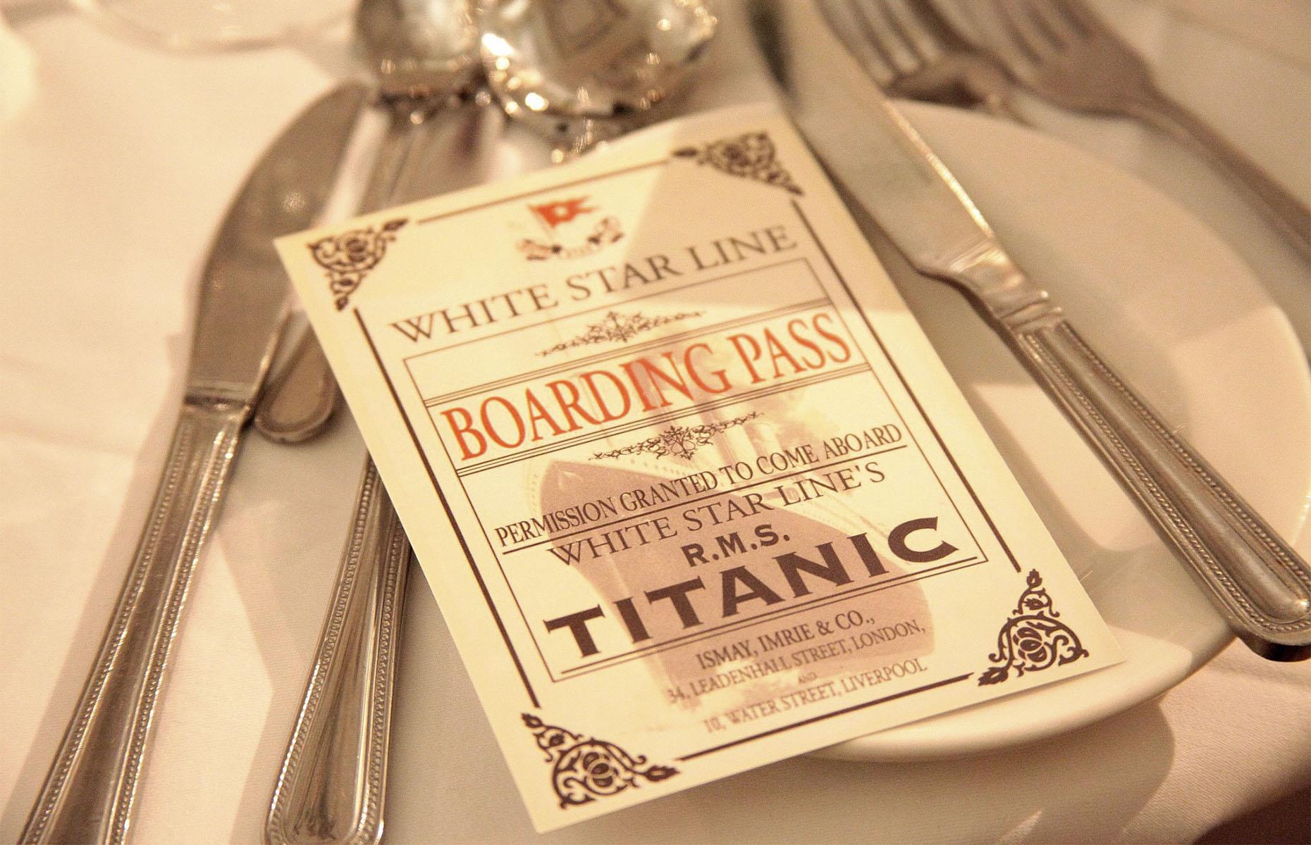 <p>Rayanne House in Belfast, Northern Ireland, (where the Titanic was built) usually offers a <a href="https://www.rayannehouse.com/titanic-menu/view-the-titanic-menu">nine-course Titanic menu</a> inspired by what first-class passengers would have eaten. Courses include poached salmon with mousseline sauce, filet mignon with foie gras and truffle, and spiced peaches in Chartreuse jelly.</p>  <p><strong>Read more: <a href="https://www.lovefood.com/gallerylist/77539/incredible-menus-served-on-the-high-seas-during-the-golden-age-of-travel">Incredible menus served on the high seas during the golden age of travel</a></strong></p>