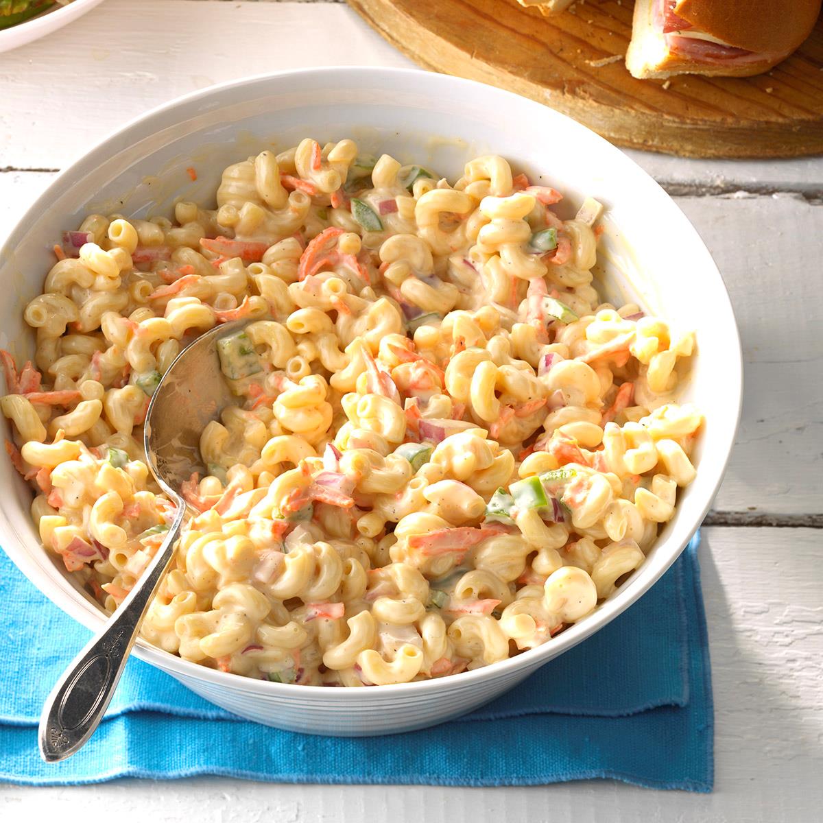A sweet out-of-the-ordinary dressing makes this macaroni salad special. My aunt gave me the recipe and it has become one of my favorites. I occasionally leave out the green pepper if I know that people don't like it, and it still tastes great. —Idalee Scholz, Cocoa Beach, Florida <a href="https://www.tasteofhome.com/recipes/sweet-macaroni-salad/">Get Recipe</a>