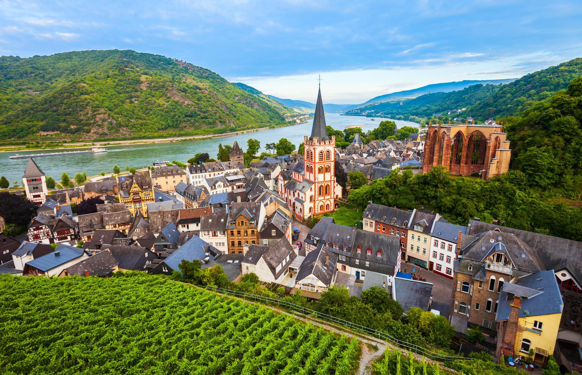 <p>Overlooked by hilltop Stahleck Castle, the beautiful riverside hamlet is a popular stop for river cruisers. It’s a spectacular spot to drink in the views over the Upper Middle Rhine Valley and linger in lush vineyards of the bucolic wine-growing region. And of course, you have to imbibe the local riesling too. Stroll through the medieval gateway to discover the charming village, walk along its 14th-century ramparts and admire the higgledy-piggledy houses that center around the Postenturm (pictured). Take a look at <a href="https://www.loveexploring.com/galleries/76327/50-of-the-most-beautiful-small-towns-in-the-world?page=1">50 of the world's most beautiful towns</a>.</p>