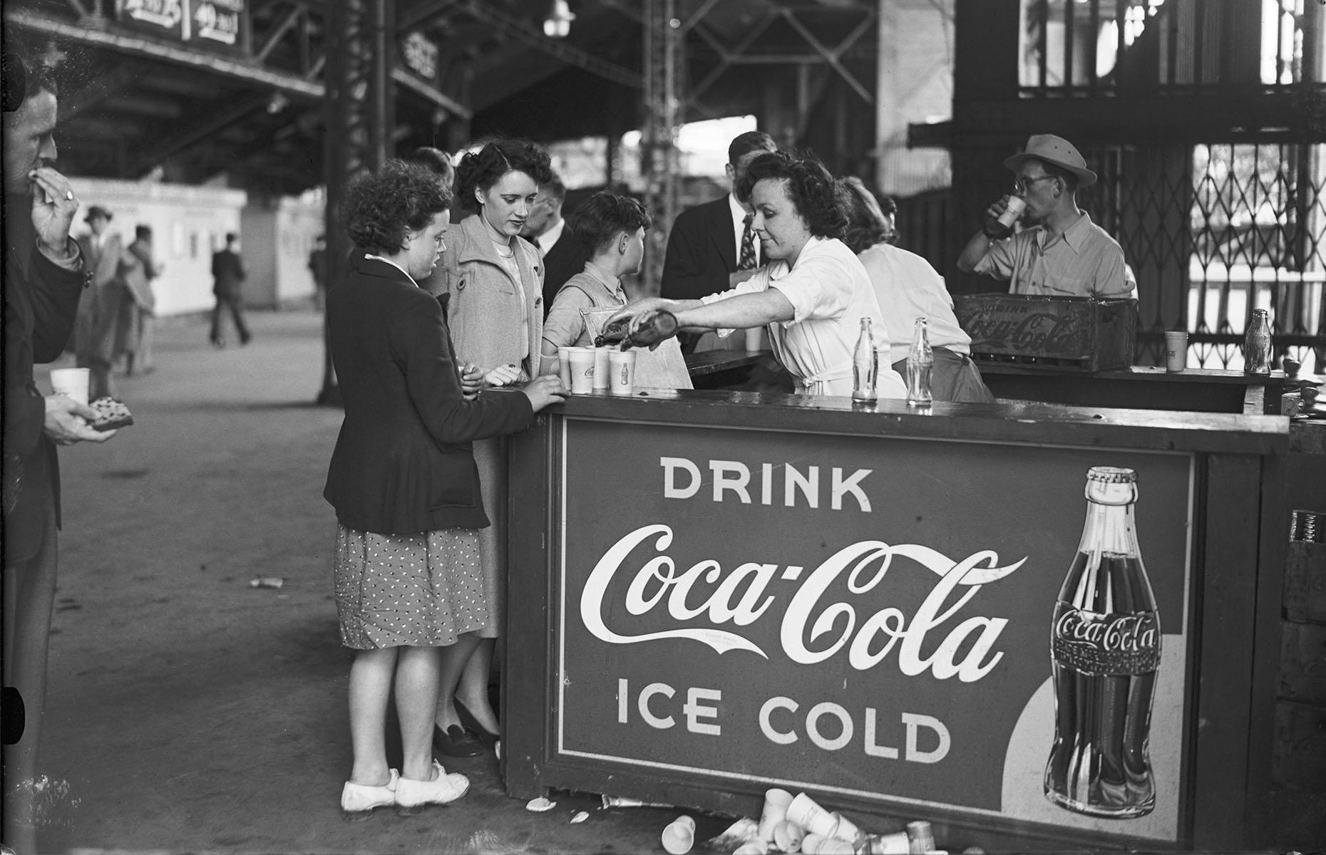 Never one to miss an advertising opportunity, Coca-Cola was the first-ever Olympic sponsor, beginning its sponsorship at the Summer Games hosted in Amsterdam in 1928. Pictured is a Coca-Cola stall at Wembley Stadium, London, during the Olympic Games in August 1948.