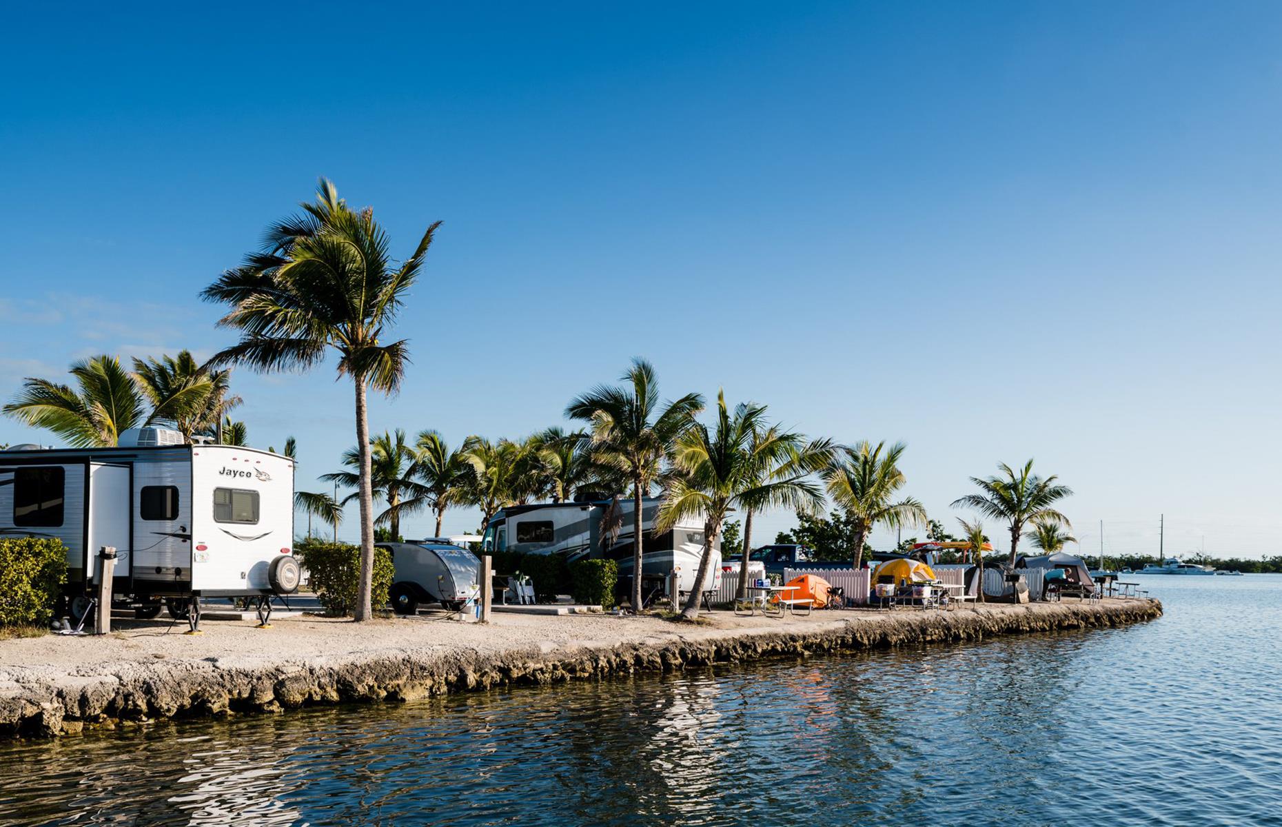 <p>One for beach bums, <a href="https://www.boydscampground.com/">Boyd's Key West Campground</a> is right on the waterfront. The park is family owned and operated, with an inviting heated pool, elevated facilities (think full hook-up sites and gleaming bathhouses) and plenty of spots overlooking the ocean. Typical activities include morning yoga sessions and sunset cruises, but check current availability when you book. Dry Tortugas National Park, with its colorful corals and marine life, is close by too.</p>