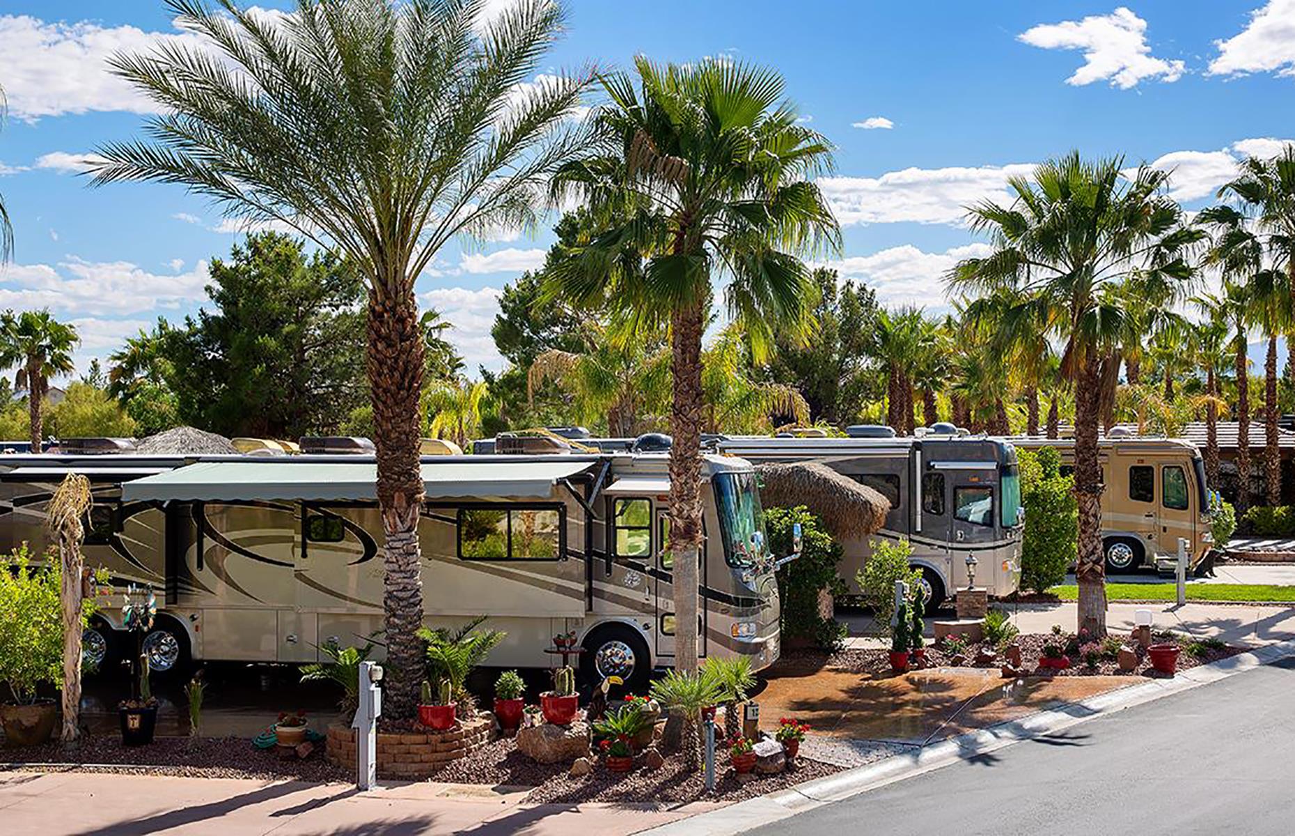 <p><a href="http://www.lvmresort.com/">This glossy palm tree-filled park</a> couldn't be anywhere other than Vegas. You can park your RV on a state-of-the-art lot with full hook-up and then take a dip in the refreshing swimming pool. The site is hailed for its luxurious spa and fitness center and its sprawling clubhouse (<a href="https://www.lvmresort.com/amenities/?fbclid=IwAR14sKoyP49_Qhul7b9D8ipPD6b_kGklSHXQVSP_yvx7GaDIG4_U1n9_MAU">check for any updated restrictions before visiting</a>), and the famed Sin City Strip is close by too. </p>