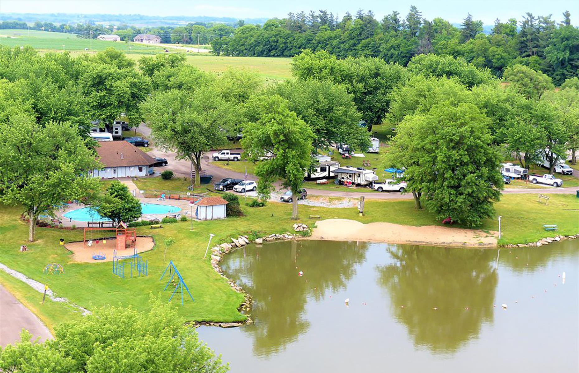 <p><a href="https://www.sleepyhollowia.com/">This family-orientated park</a> in Oxford centers around a large fishing lake, and there's a pool, beach area, and volleyball and basketball courts to boot. For a true dose of the countryside, hayrack rides are usually available too, but check for current availability. Other on-site amenities include Wi-Fi, a camp store and full hook-up sites, and the seven villages that make up the Amana Colonies are also nearby. <a href="https://www.facebook.com/sleepyhollowrvparkcampgound/">The Sleepy Hollow Facebook page</a> is the best place for current updates.</p>