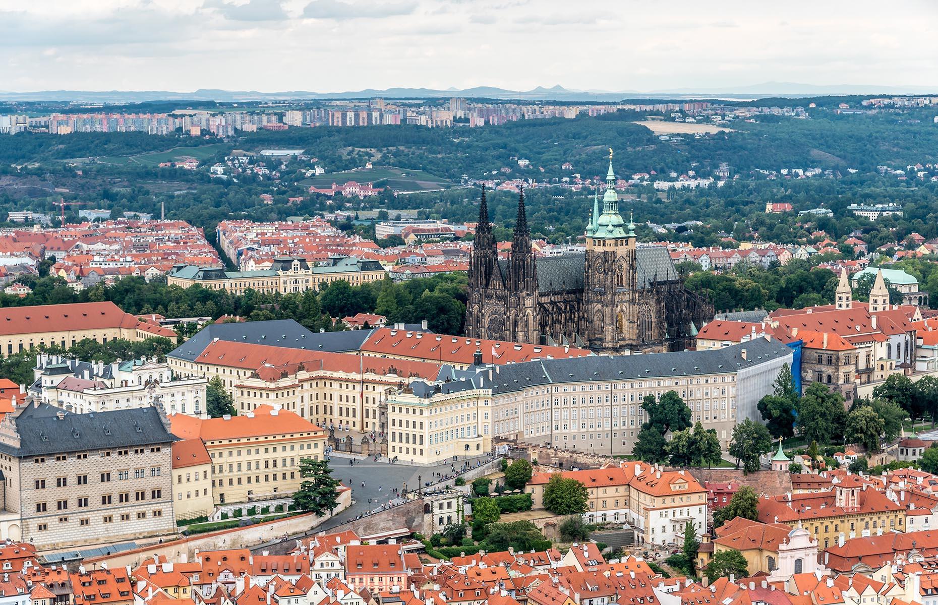 Slide 20 of 61: Prague Castle is quite the feat. Covering an area of around 750,000 square feet (69,677sqm), the complex is one of the largest of its kind in the world, home to Gothic-style St Vitus Cathedral, as well as several other churches. Dating from the 9th century, the site acts like an architectural textbook for the last millennium and, unsurprisingly, is a UNESCO World Heritage Site.