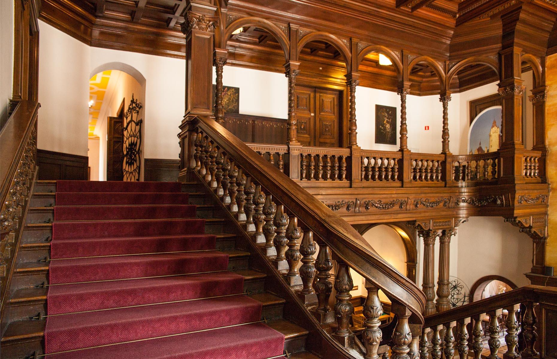 Slide 33 of 61: In 1945, Moszna was occupied by the Soviet Red Army leading its owners to flee to Germany. The occupation caused significant damage to Moszna’s interior furnishings, but the castle has since been restored. The opulent site was briefly used as a hospital following the Second World War, too, and today it houses an art gallery.