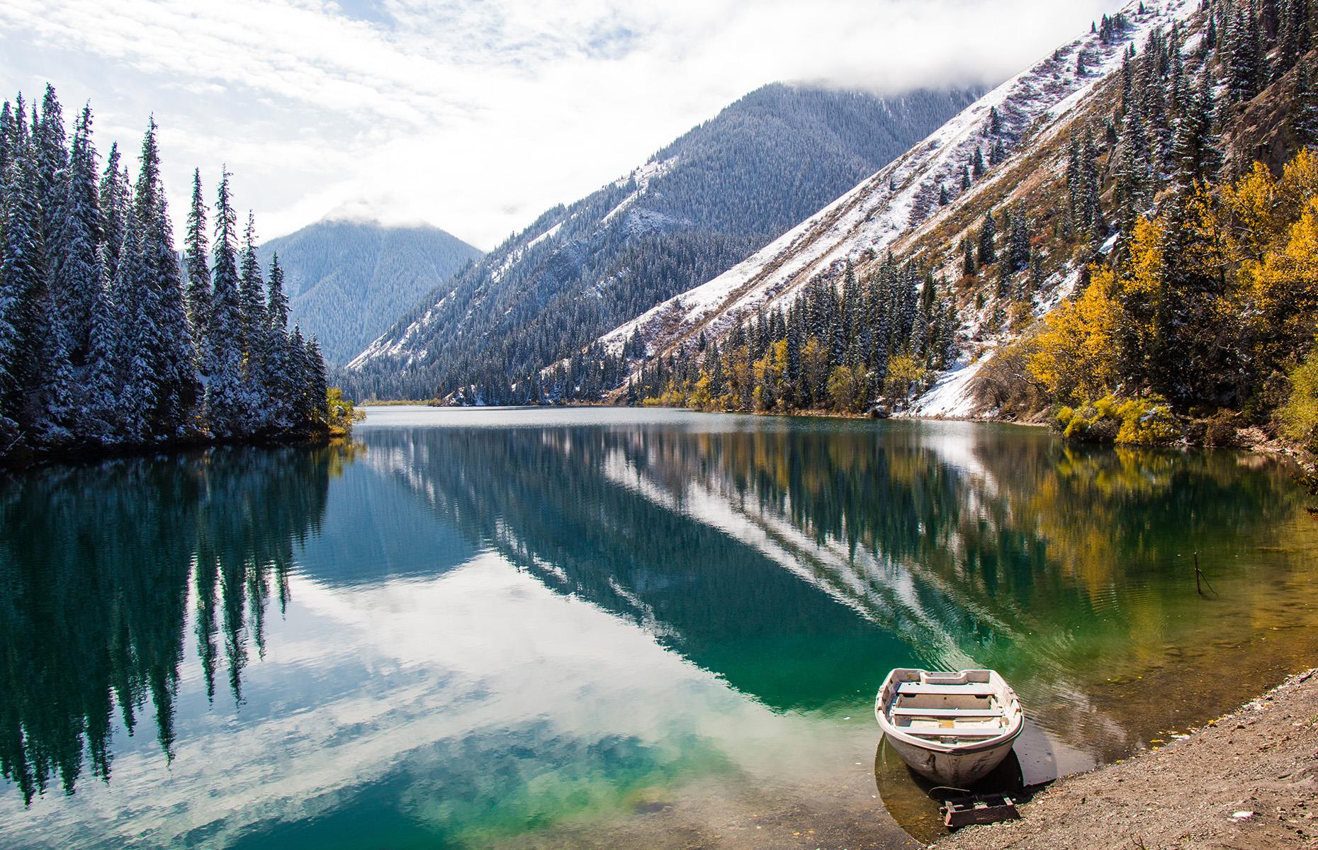 Slide 40 of 44: This stunning scene could be straight from the Canadian Rockies, but it's actually part of Kolsai Lakes in Kazakhstan. This area of Central Asia remains little visited, leaving its surprising landscapes gloriously unspoiled.
