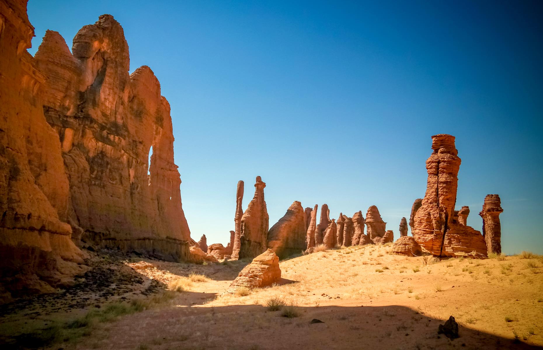 Slide 31 of 44: The region has come under the management of African Parks in a bid to preserve its natural wonders, the rare wildlife – including a desert-dwelling crocodile – and the unique nomadic communities that traverse the land.