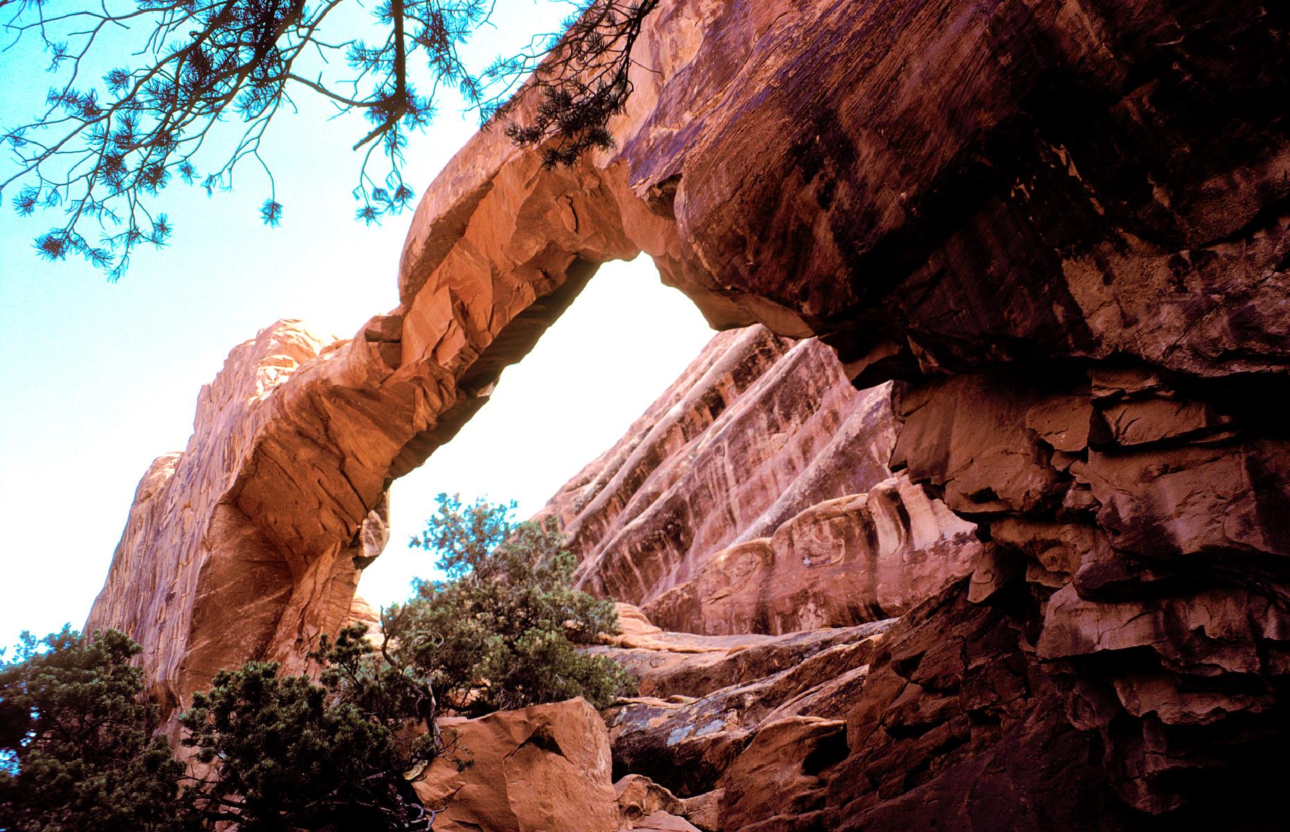 Slide 2 of 31: Arches National Park unfolds across eastern Utah, all rocky red terrain and striking natural arches. There are 2,000 of them, in fact, ranging from craggy, thick curves to delicate bows that soar across the hot earth below. The landscape was formed more than 65 million years, but we were reminded of its fragility in 2008 when Wall Arch, a rugged curve spanning a 71-foot (22m) gap, collapsed in the night.