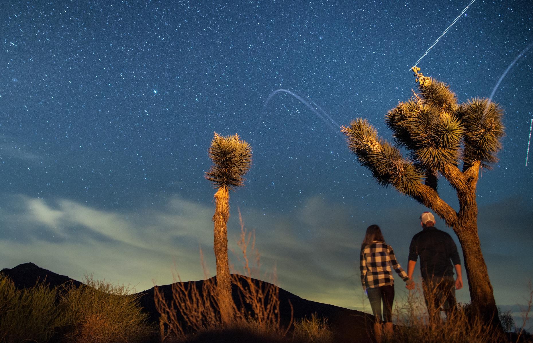 <p>The upside to Joshua Tree National Park’s blistering summer temperatures? Balmy, star-filled nights. And with some areas reaching 5,000 feet (1,524m) above sea level, this IDA International Dark Sky Park is indeed a prime spot for stargazing. The Milky Way often makes an appearance over the Cottonwood Campground (<a href="https://www.nps.gov/jotr/planyourvisit/cottonwood-campground.htm">open for the season</a>) and pullouts along Pinto Basin Road are another window to the stars.</p>