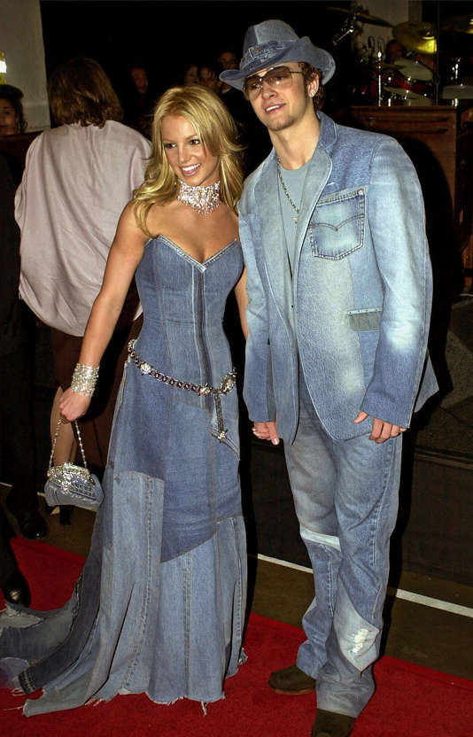 Slide 5 of 17: The aughts also gave us one of pop music's most famous relationships. Britney and Justin Timberlake may no longer be together, but we'll always have this denim on denim look to remember them by.