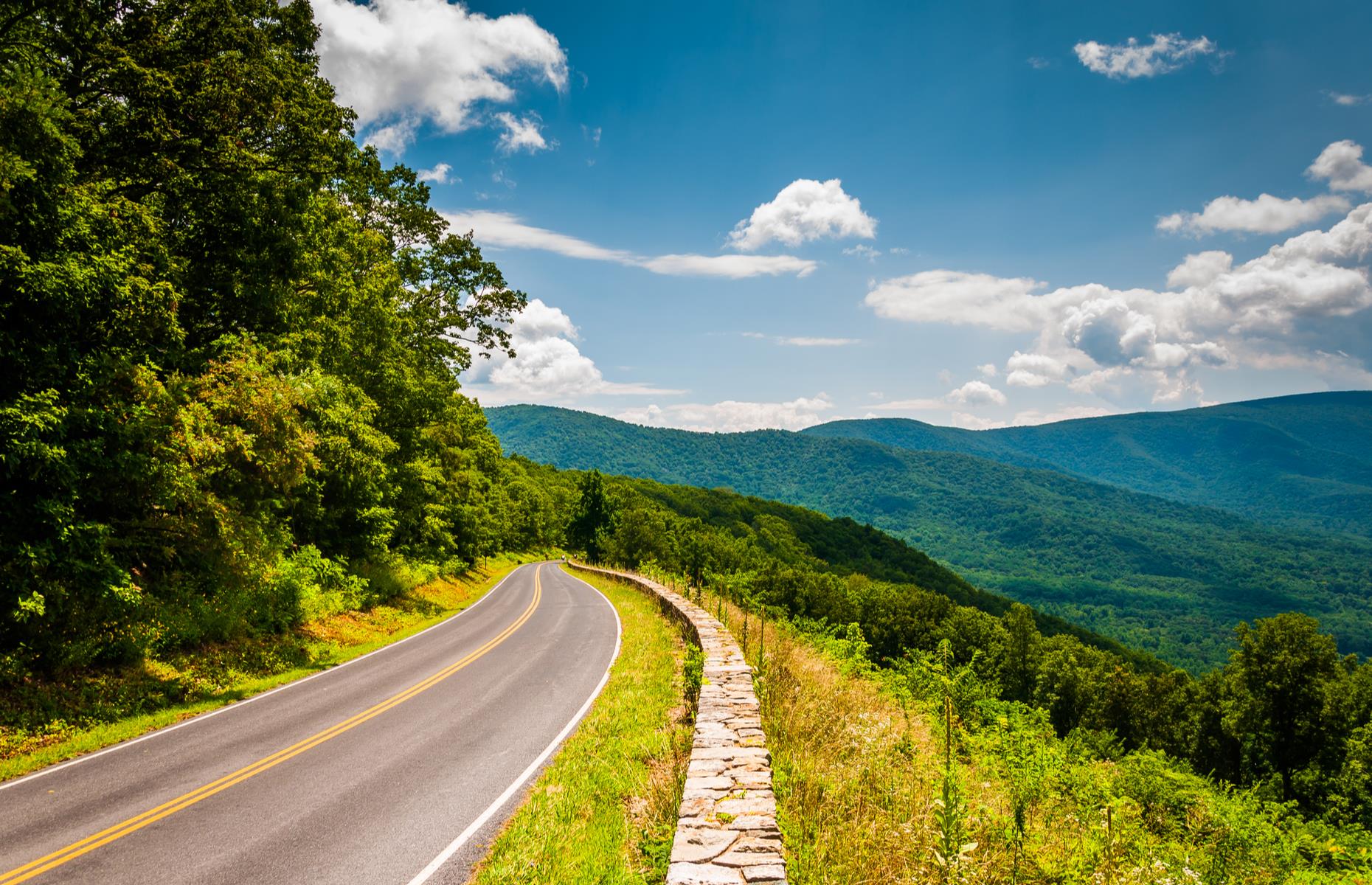 <p>The trip from the city of Waynesboro to Front Royal cuts right through Virginia’s Shenandoah National Park, following the breathtaking Skyline Drive. The entire drive is around 105 miles (169km) and it takes about three hours to travel from south to north. Trailheads leading to wooded hiking routes and numerous scenic overlooks are spaced along the road. Most Shenandoah amenities are now open, but <a href="https://www.nps.gov/shen/phase-two.htm">double check the NPS website</a> before traveling.</p>