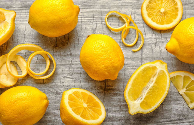 Slide 14 of 25: You might be surprised to learn that lemon peel is packed with nutrients so think twice before you throw it away. Grate the zest into salads, soups and smoothies. Save pieces of peel to use in fruit teas, fruit cakes or to mix into pastry before baking.