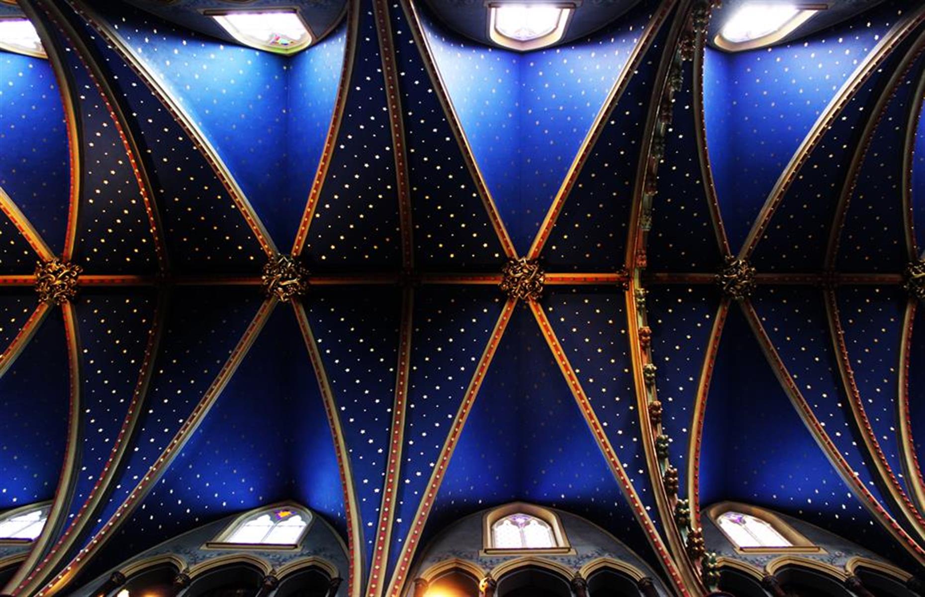 Slide 14 of 33: You could stare for hours at the golden stars that shine brightly from the heavenly indigo-colored vaulted ceilings of Ottawa’s oldest and largest church. Built in the 1840s, the basilica’s richly decorated interior is one of the finest in all of Canada. The cathedral, which is the seat of the city's Roman Catholic archbishop, usually runs guided tours from May until October, but it is currently closed due to the pandemic. Here are 50 photos that will make you fall in love with Canada. 
