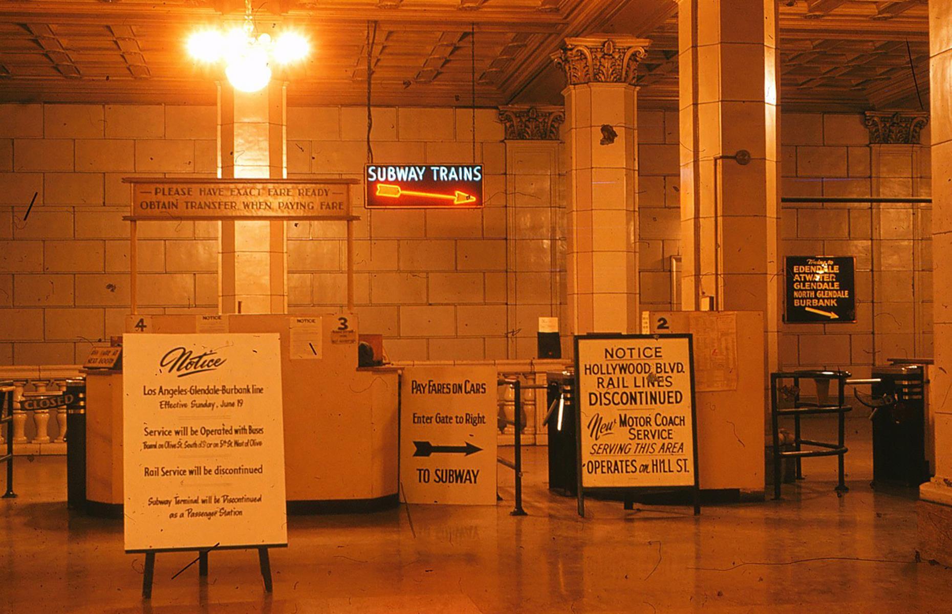 Slide 17 of 30: Did you know that the current Los Angeles subway system isn’t the first one the city has ever had? The original Subway Terminal Building, now known as Metro 417, was the Red Car subway terminal and served more than 65,000 commuters during the 1940s.