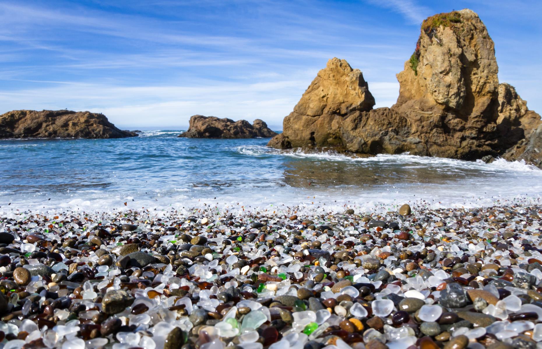 The California coast is synonymous with golden-sand beaches, but this one is a more surprising find. Glass Beach, found next to MacKerricher State Park, is exactly as it sounds: a unique strand made from dumped glass and other trash being smoothed and rounded by the ocean, and eventually building up on the shore. Delight in wandering the beach, spotting glass stones in rare shapes and colors, but remember to leave this wonder exactly as you found it.