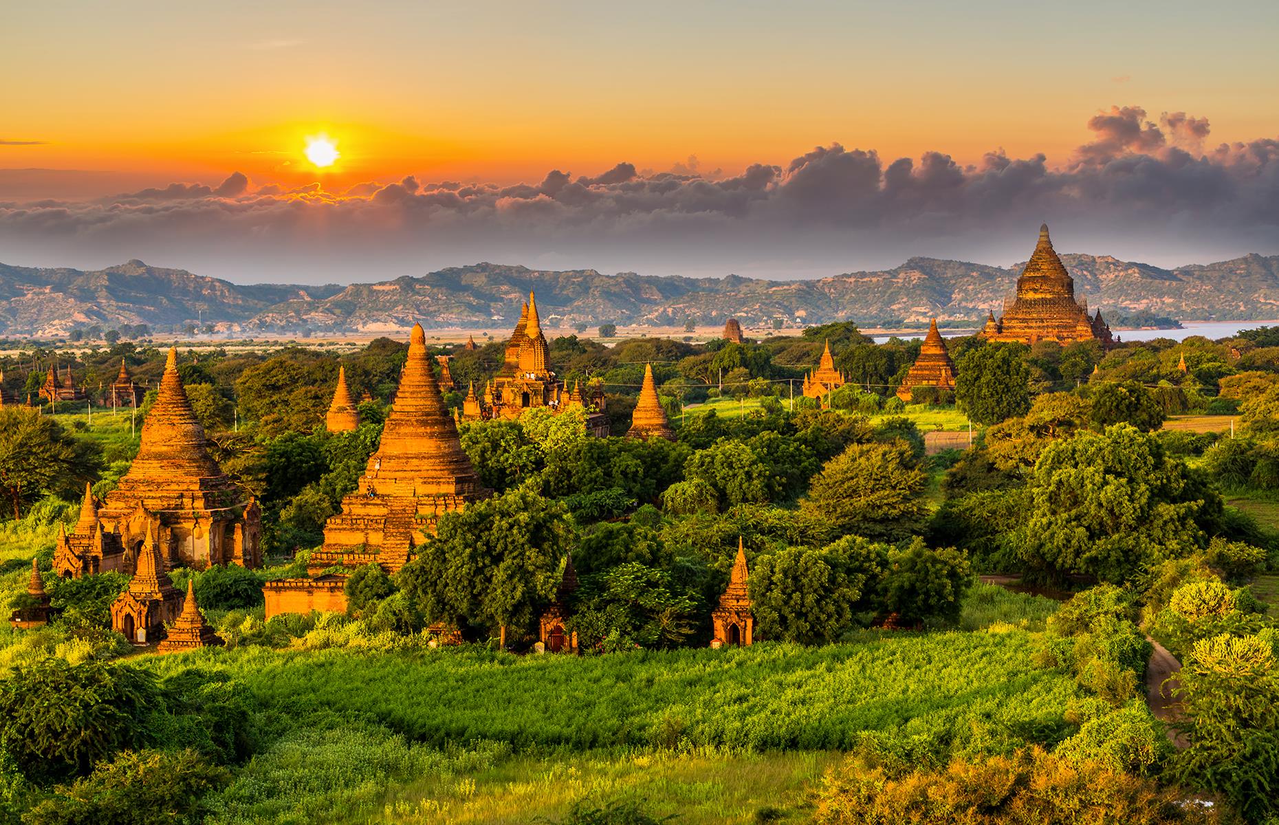 <p>An ancient city now abandoned, Bagan is one of Myanmar's greatest treasures and one of the most spellbinding sights in the world due to its otherworldly beauty and history. Local rulers began building here in 1057, until earthquakes and Kublai Khan’s Mongols destroyed the Pagan Kingdom in 1287. Today, some 2,230 temples, palaces, pagodas and monasteries survive, standing cheek-by-jowl along the Irrawaddy River. In fact, Bagan has the most concentrated area of Buddhist religious structures in the world. Here are <a href="https://www.loveexploring.com/galleries/86466/the-worlds-stunning-sunrises-will-brighten-up-your-day?page=1">the world's stunning sunrises that will brighten up your day</a>.</p>