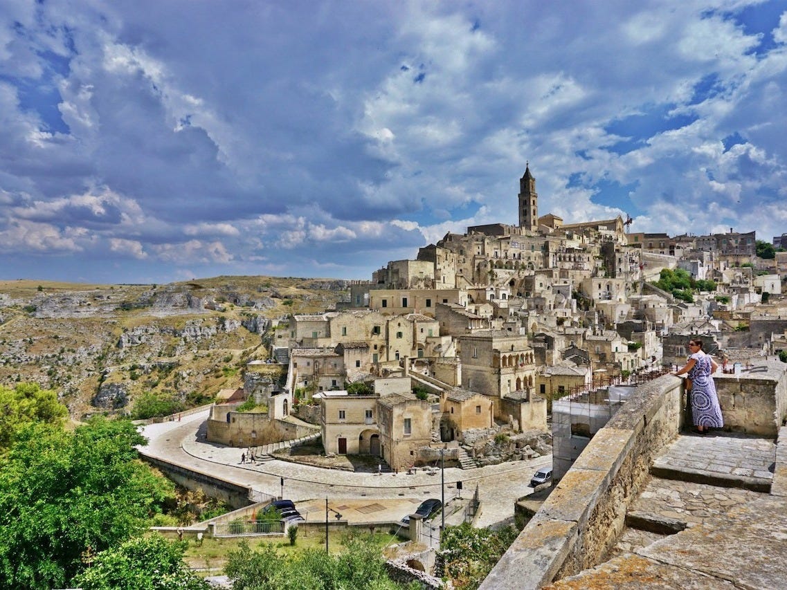 Slide 7 of 15: "I saw a hundred pictures before going there, and I had absolutely no idea what to expect," Teso said about Matera.Matera sits on two giant hills sprinkled with caves and stone buildings. The town is filled with winding staircases, leading up to Civita, the village's city center. When wandering through the empty streets, visitors can explore the city's rock churches, explore a traditional Sassi cave home, and discover the shops, cafes, and restaurants surrounding Piazza del Sedile, the city's square. Teso described her trip to the city as slow. The stairs and bountiful churches encourage travelers to take their time discovering the city. "It's one of the most incredible places I've ever been," she said.