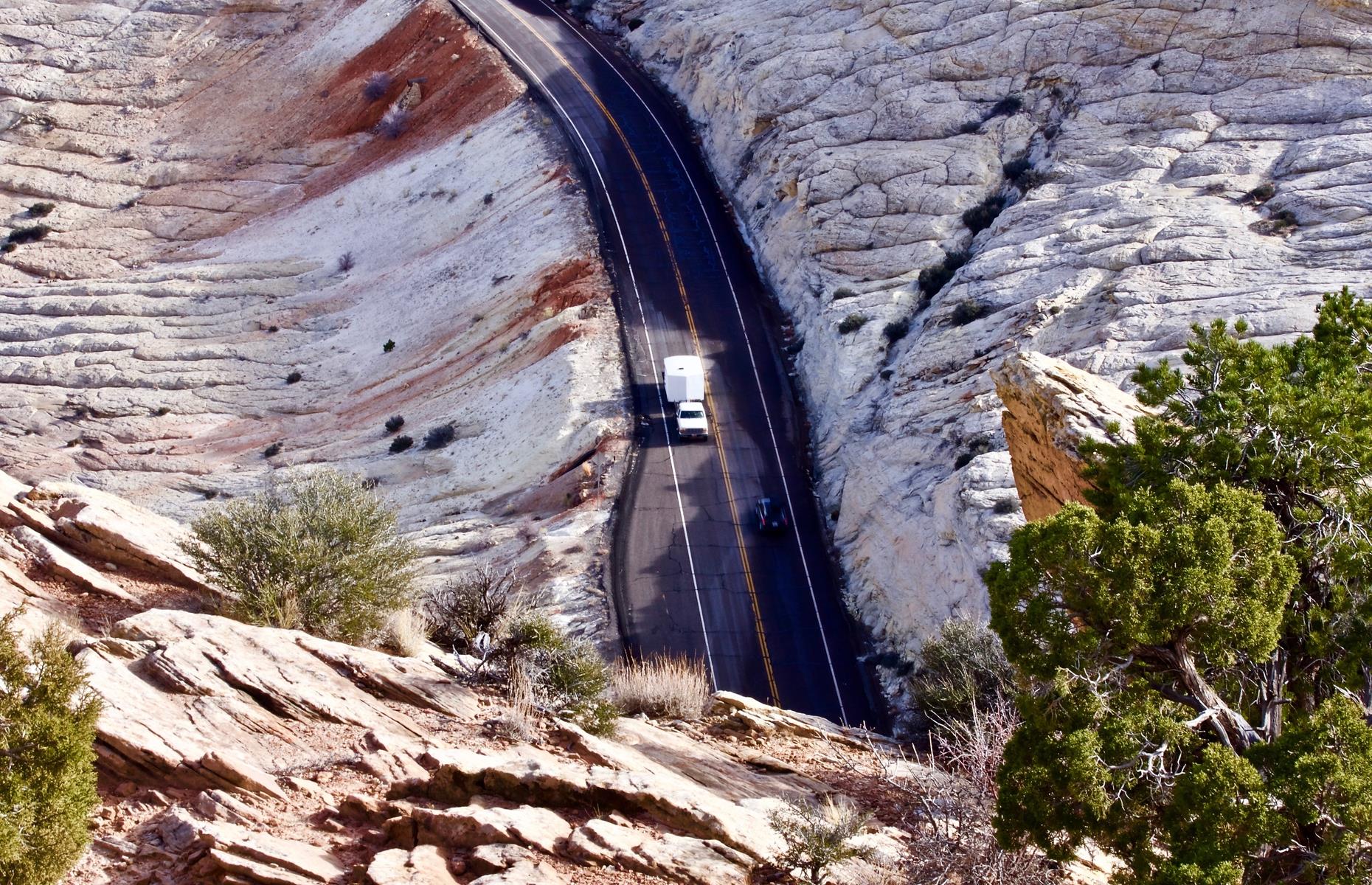 <p>At just under 123 miles (198km), <a href="https://www.visitutah.com/articles/the-all-american-road-scenic-byway-12/">this All-American Road</a> cuts through some of the state’s most spectacular scenery (and, clearly, it’s up against some strong competition). Starting in Panguitch and unraveling east to Torrey, the road feels like it’s always been here, curling past moon-gray mountains and ducking under peach-rock arches. Make a brief detour to see Escalante Petrified Forest, filled with fossilized trees.</p>