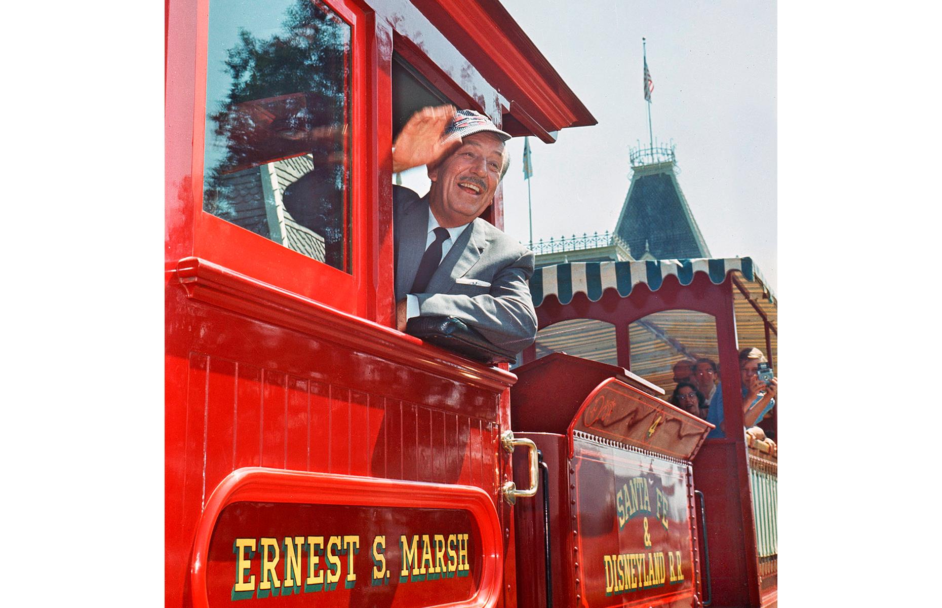 Even when he wasn't entertaining his family, Walt Disney himself was still regularly seen in the California park through the 1950s and early 1960s (Disney passed away in 1966). Rumored to be Disney's favorite attraction, the Disneyland Railroad (once the Santa Fe and Disneyland Railroad) sliced through the park, bypassing scenic attractions like the Rivers of America and the Grand Canyon Diorama. Guests can still ride the railroad's nostalgic steam trains today.